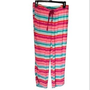 Shelli Segal Pool pants Laundry aqua pink watercolor stripe Small NEW loungewear